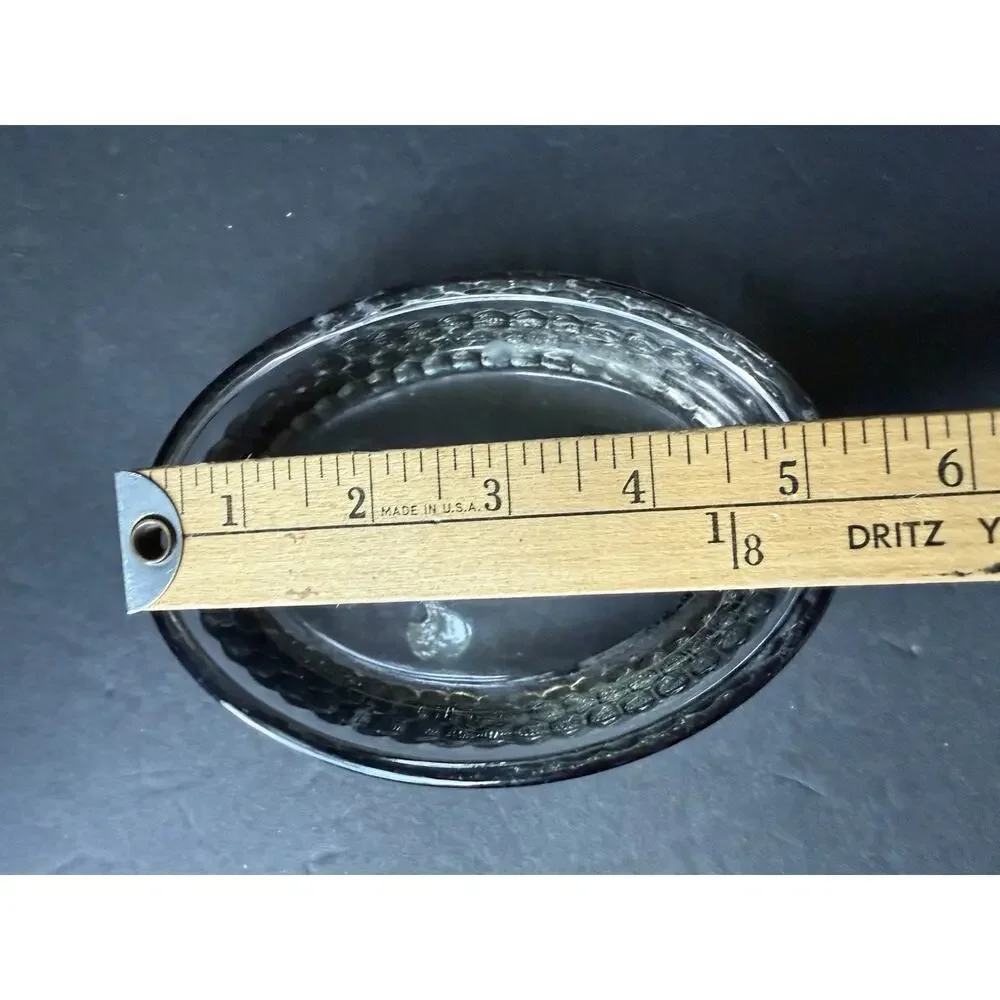 Glass Oval Soap Trinket Dish Silver Foil Trim Clear Minimalist